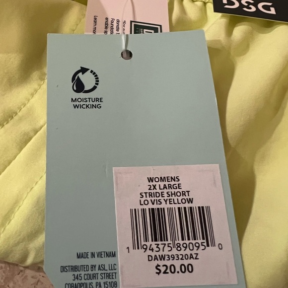 DSG Shorts Women's Mid Rise Stride Running Shorts 3" Size 2xl Lo Vis Yellow - Picture 5 of 5